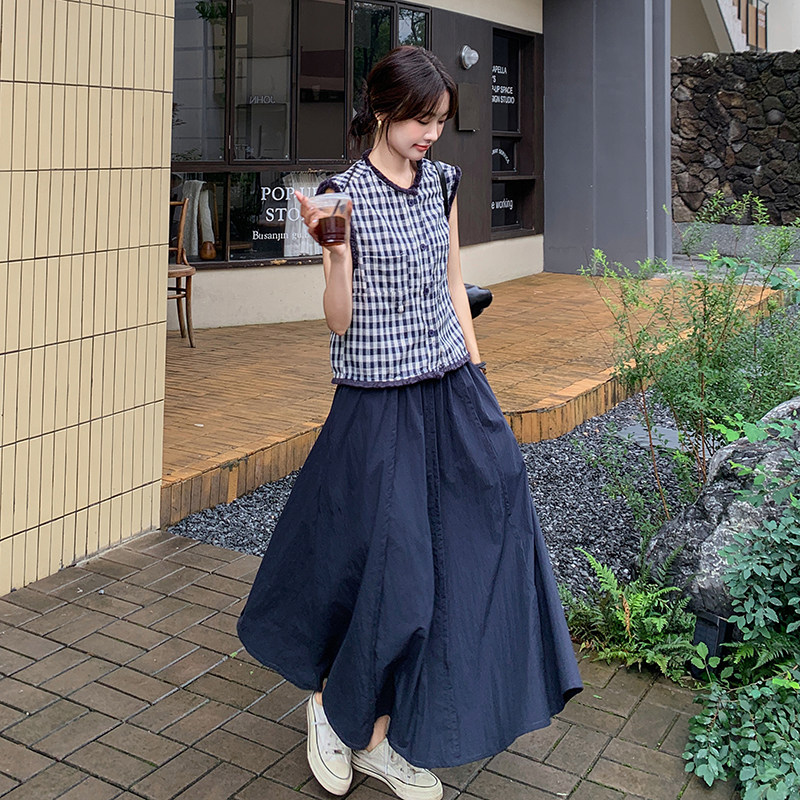 新品主推款格子拉毛上衣+半裙套装2C075-628-P155-K218,女装套装/套裙,2C075