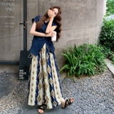 新品休闲印花阔腿裤两件套套装2C075-8666-P155-K228，女装套装/套裙，2C075