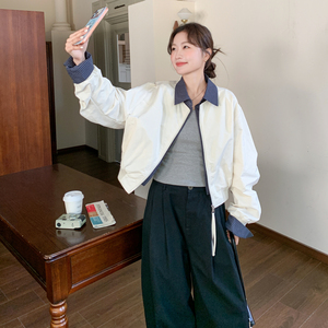 【大货】格子拼接白色棒球服外套2C075-26031-P175-K288图片