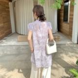 新中式国风套装女2025夏季新款时尚禅意改良旗袍上衣阔腿裤两件套，女装套装/套裙，2C075