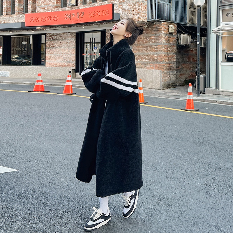 新品现货买家秀主推校园风皮毛一体加厚外套2C075-076A-P195K278，女装皮草，菡迪欧娜