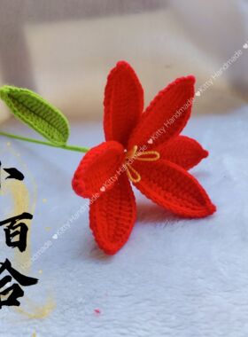 母亲节毕业花束教师节成品手工编织毛线钩织仿真小百合生日礼物