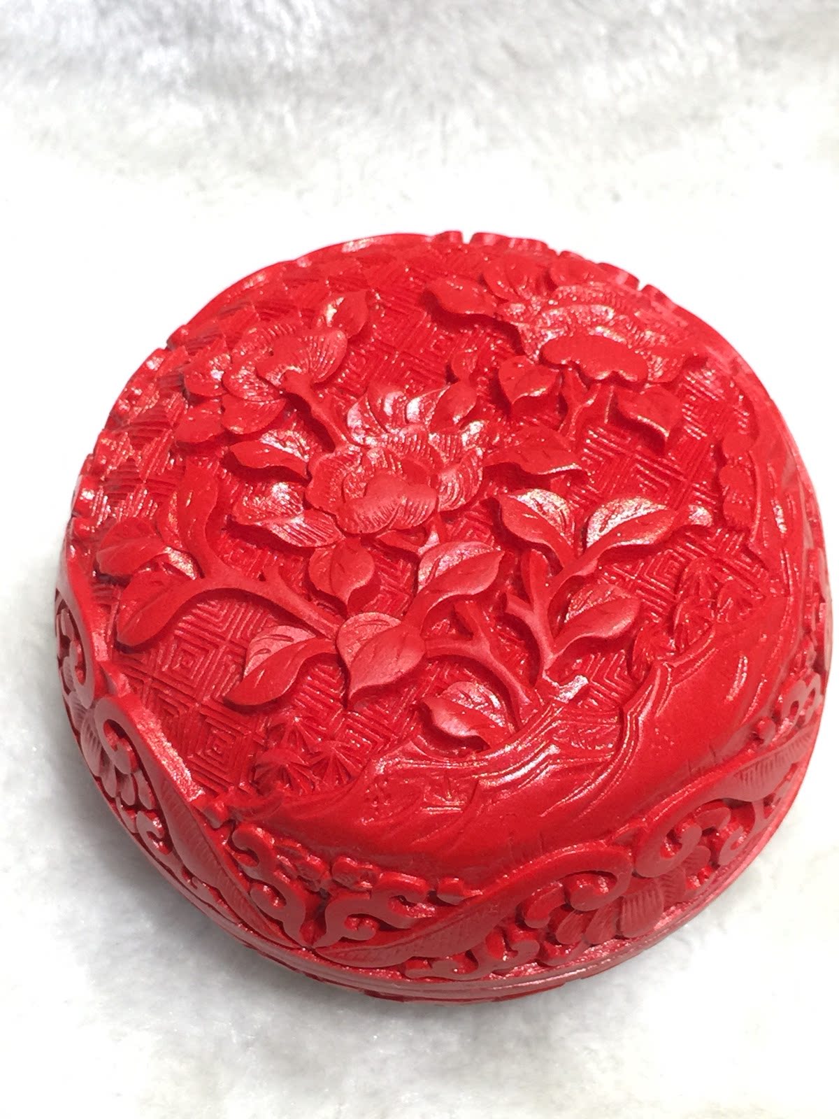 漆器扬州漆器厂价直销雕漆3吋盒机雕*直腔牡丹厂家直销新款直销