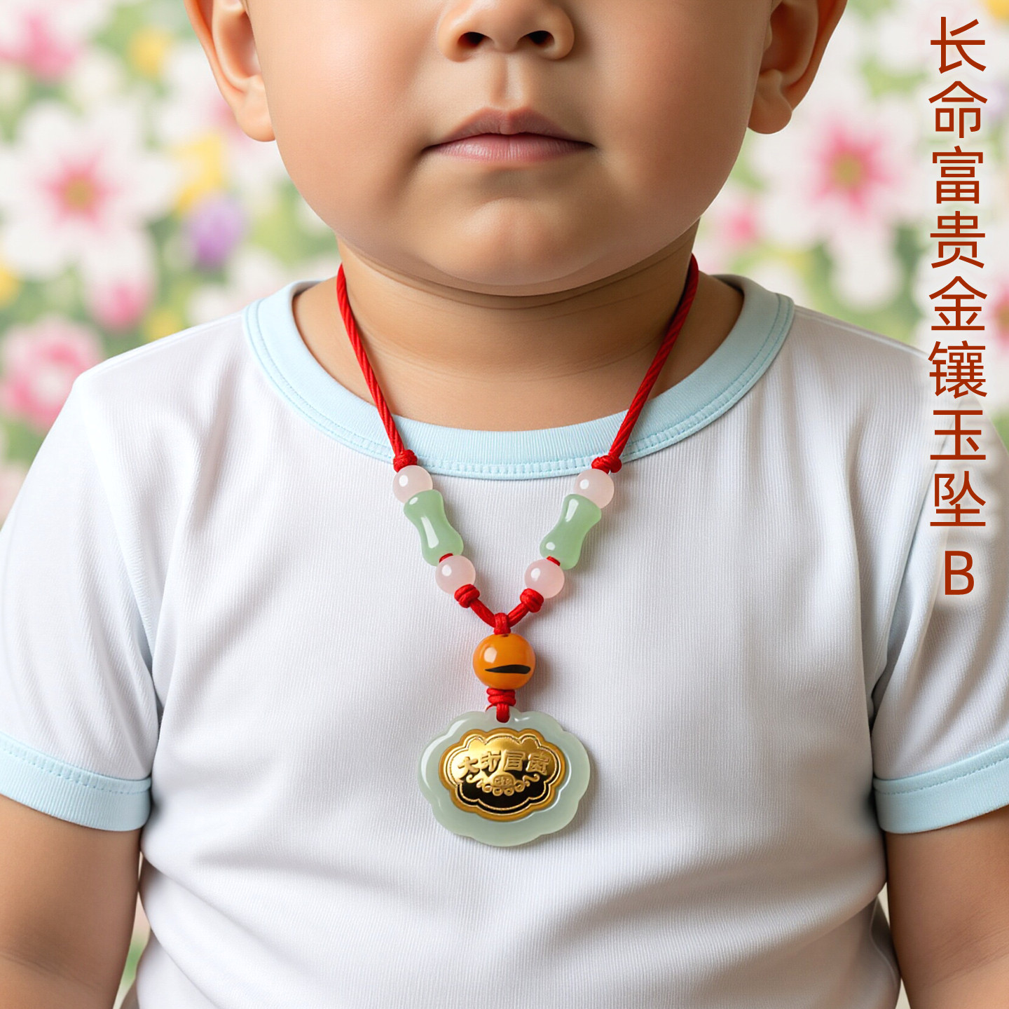 吉祥童子宝宝出生礼物定做胎毛挂坠婴幼儿纪念品富贵金镶玉坠2026