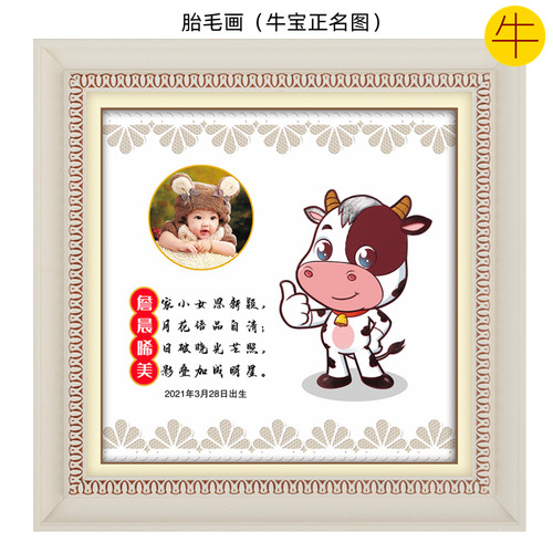 吉祥童子蛇宝宝出生纪念品胎毛画
