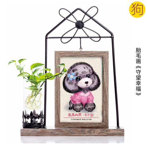 狗宝宝礼物定制胎毛画婴儿纪念品