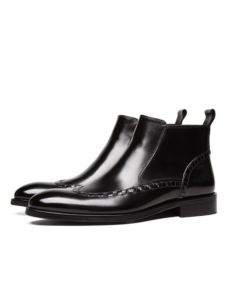 CHELSEA BOOTS MENS BRITISH ZHONGBANG LEATHER SHOES MENS BUSINESS LEATHER BOOTS ZIPPER HIGH-TOP BOOTS MARTIN BOOTS TIDE KOREAN VERSION
