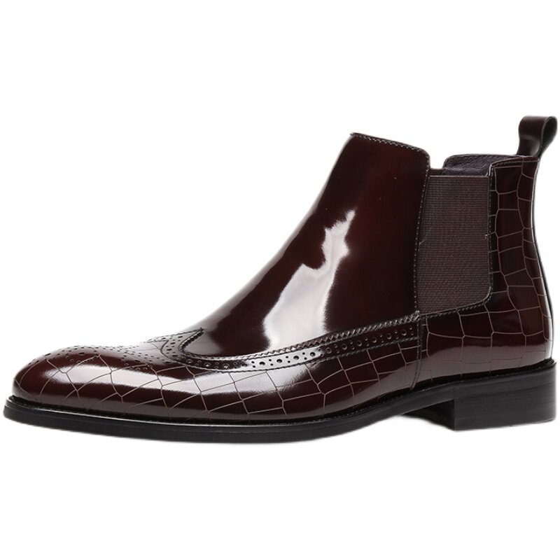 MARTIN BOOTS MENS POINTED TOE BRITISH BOOTS YOUTH BLACK BUSINESS HIGH SHOES MENS PATENT LEATHER CHELSEA MENS BOOTS TIDE
