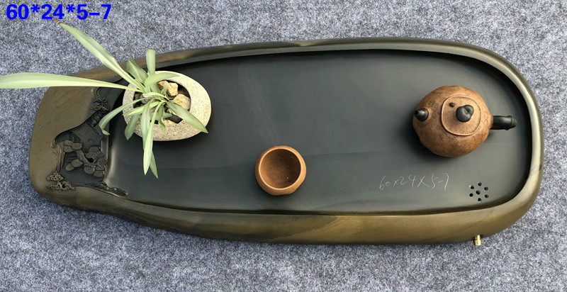 歙砚石材料新中式茶盘砚石茶海石质功夫茶具天然原石茶托精品茶台