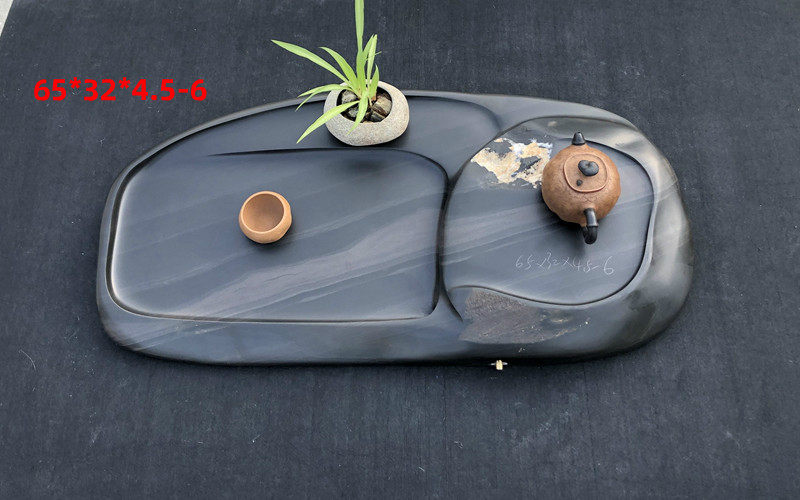 歙砚石头材料木纹家用茶盘砚石茶海石质功夫茶具天然原石精品茶托