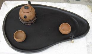 歙砚天然砚石茶盘移动家用茶海婺源砚台佳石砚楼之作黑色中式茶台