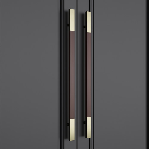 实木大门拉手中式玻璃门把手酒店会所大门拉手原木胡桃木色拉手