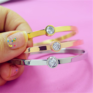 镶钻手镯女甜美时尚 简约开口个性 百搭韩版 日韩水晶手链 饰品 包邮