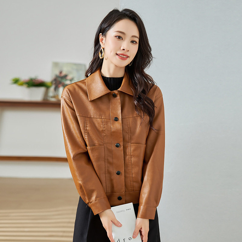 海宁皮衣女款时尚流行小香风气质皮夹克女士短款皮衣外套秋季爆款