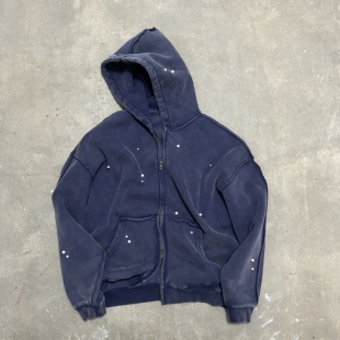 LIFEGOESON 25AWPearlEmbellished Hoodie珍珠拉链加绒连帽卫衣蓝