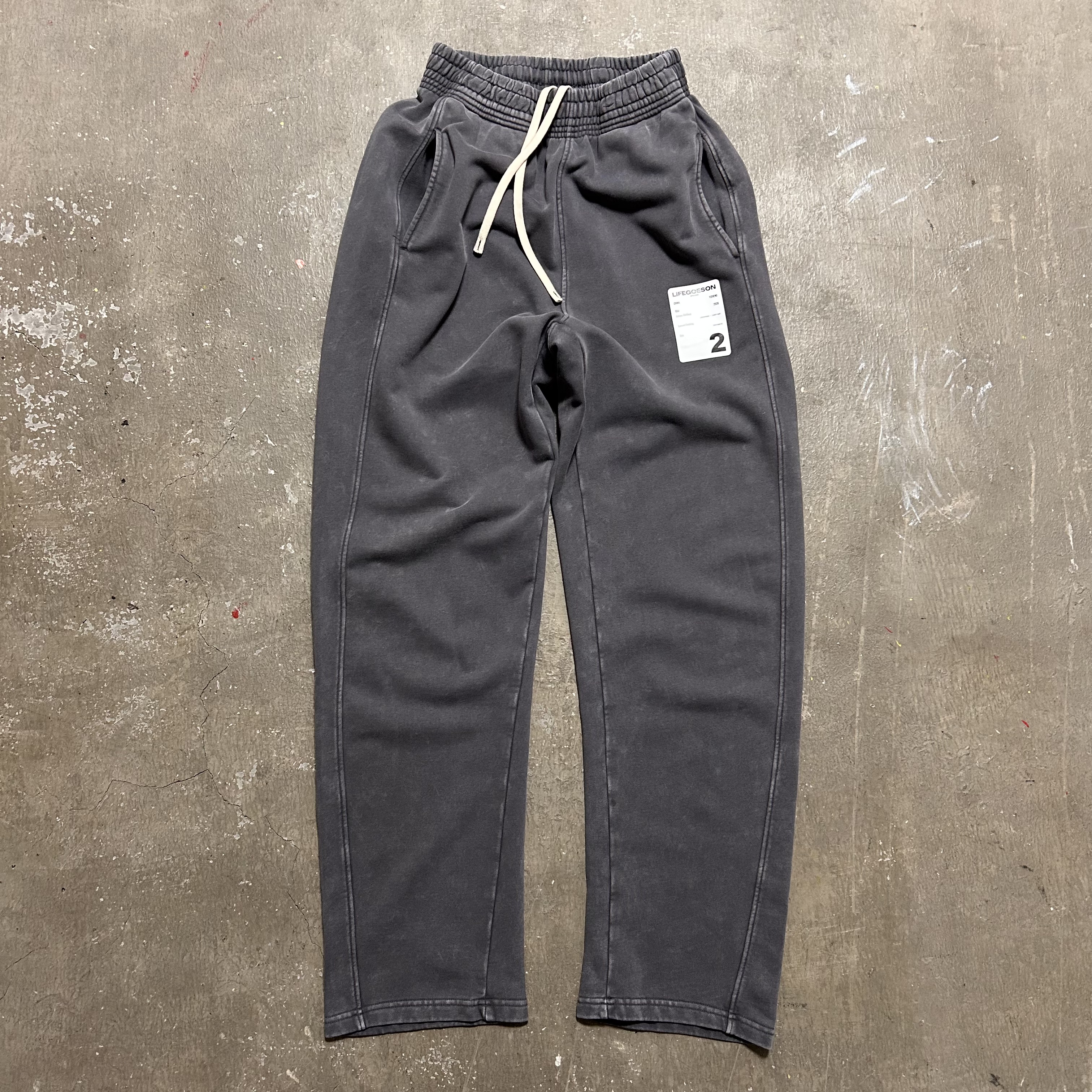 蜡染灰洗水长卫裤厚款