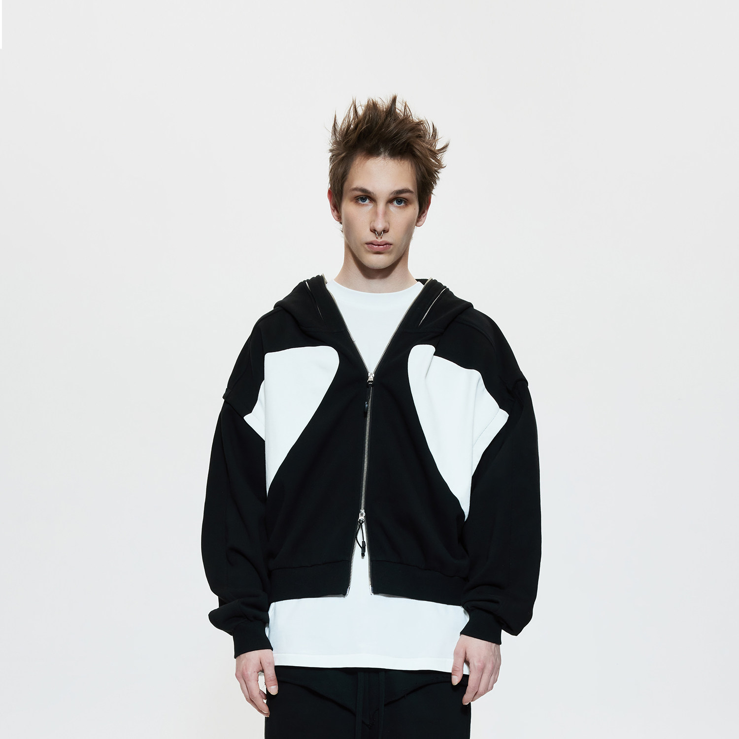 lifegoeson2023ss功能性拉链连帽卫衣可拆卸袖子熊猫