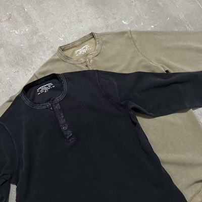 亨利领口华夫格蜡染不规则下摆