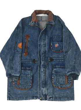 中古老炮 港风复古做旧水洗牛仔外套 Vintage休闲宽松长袖衫 1227