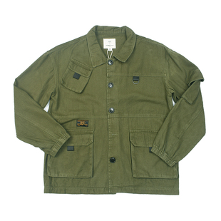 日式 翻领外套潮 复古做旧水洗工装 咔叽宽松长袖 840 夹克 军事多袋