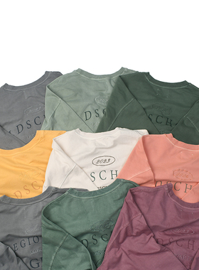 疵出不腿 Old school美式复古做旧水洗印花T恤 休闲宽松廓版T9011