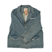 美式 复古做旧水洗西服 咔叽休闲Vintage叠穿长袖 牛仔便西 外套