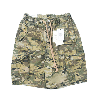 休闲宽松迷彩五分裤 军事布短 短裤 复古做旧水洗多袋工装 2802 日式