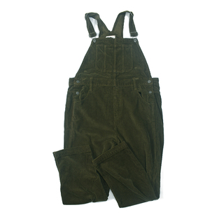 咔叽休闲宽松直筒吊带长裤 条绒背带 裤 复古做旧水洗工装 1880 美式