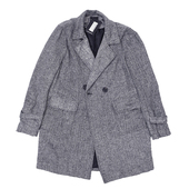 英伦范复古磨毛灰风衣 秋冬休闲宽松长袖 中长款 人字纹 外套潮 468