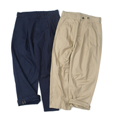 单褶日常休闲宽松微锥阔腿裤 复古做旧水洗休闲裤 2078 日式 赤耳边