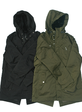 经典M51 日式复古怀旧色工装风衣 日常休闲宽松连帽开衫外套 1708