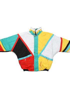 中古复古拼接撞色夹克