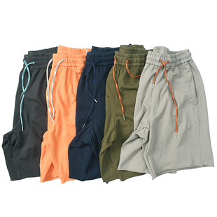 5020 多色休闲宽松抽绳五分卫裤 高克重 美潮复古做旧水洗毛圈短裤