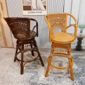 印尼天然植物藤椅 旋转椅休闲椅高脚椅吧台椅纯手工编织厂家直销