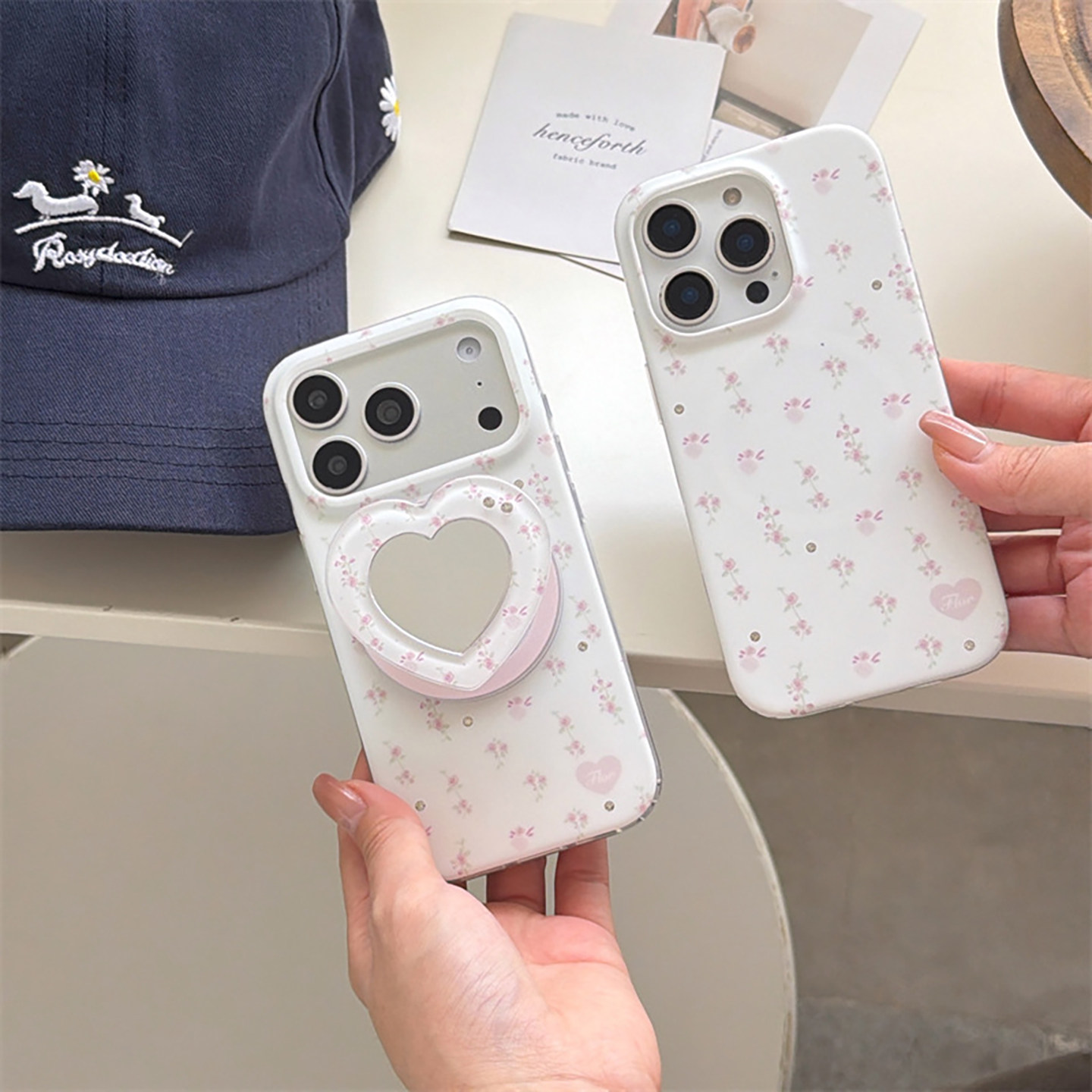 韩风点钻粉色碎花镜面磁吸支架17Promax苹果17适用iPhone17Pro手机壳16promax双层15Pro磨砂14防摔保护套13女