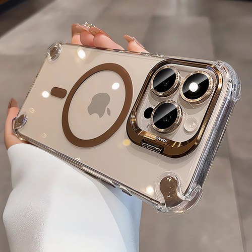 宁宁 高级透明磁吸金属镜头支架四角防摔女iPhone17ProMobileCase