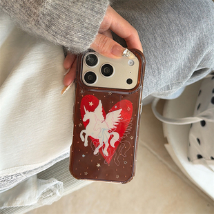 宁宁 韩风星星爱心小飞马双层光面手感女iPhone17Pro Mobile Case