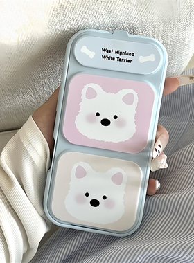 宁宁 可爱奶蓝西高地翻盖折叠支架皮质女iPhone17Pro Mobile Case