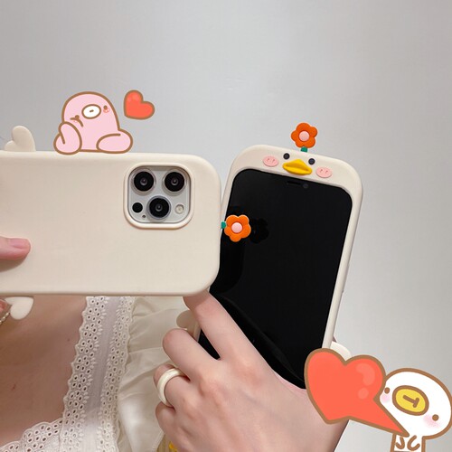 宁宁 软萌趣味立体可爱花朵鸭子硅胶防摔女iPhone17ProMobileCase