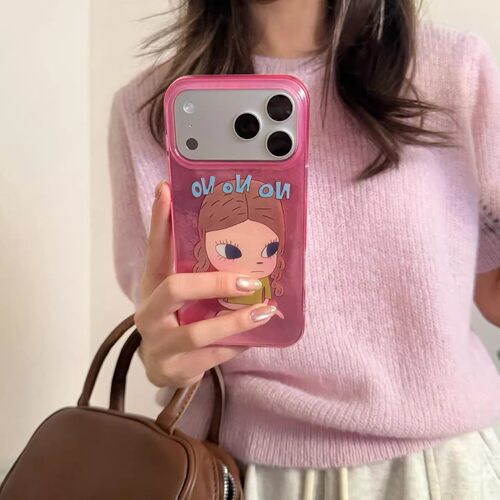 宁宁 少女心卡通粉色奈良美智双层防摔女iPhone17Pro Mobile Case