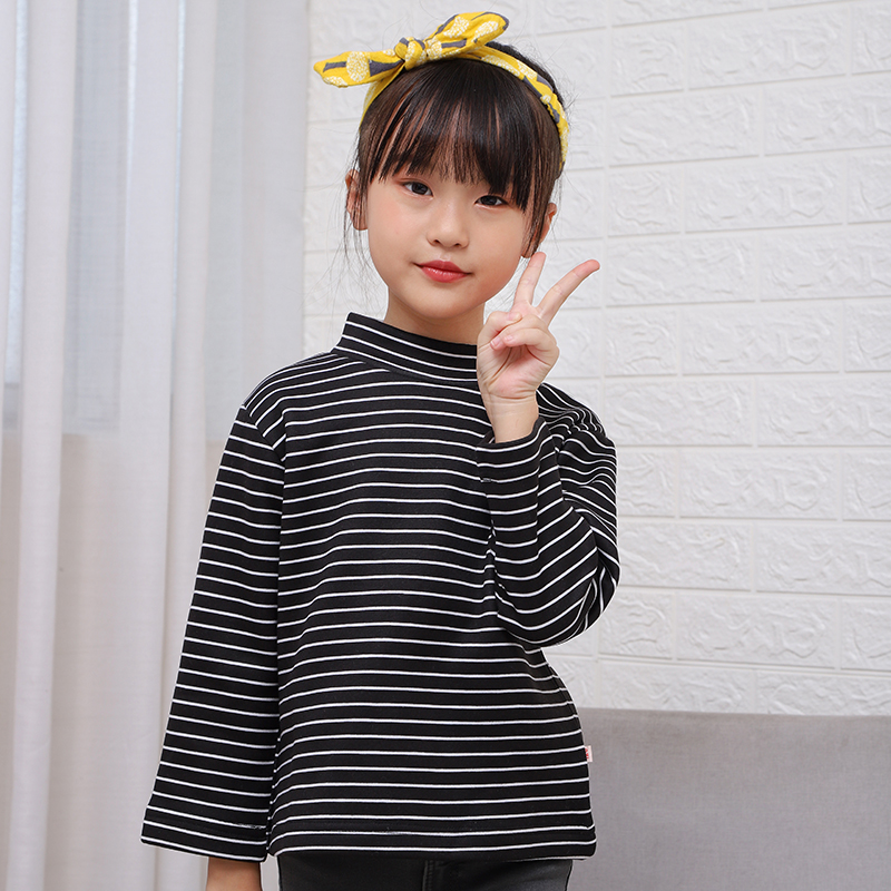 果木熊儿童半高领打底衫纯棉加绒加厚男女童保暖内衣秋冬t恤内搭