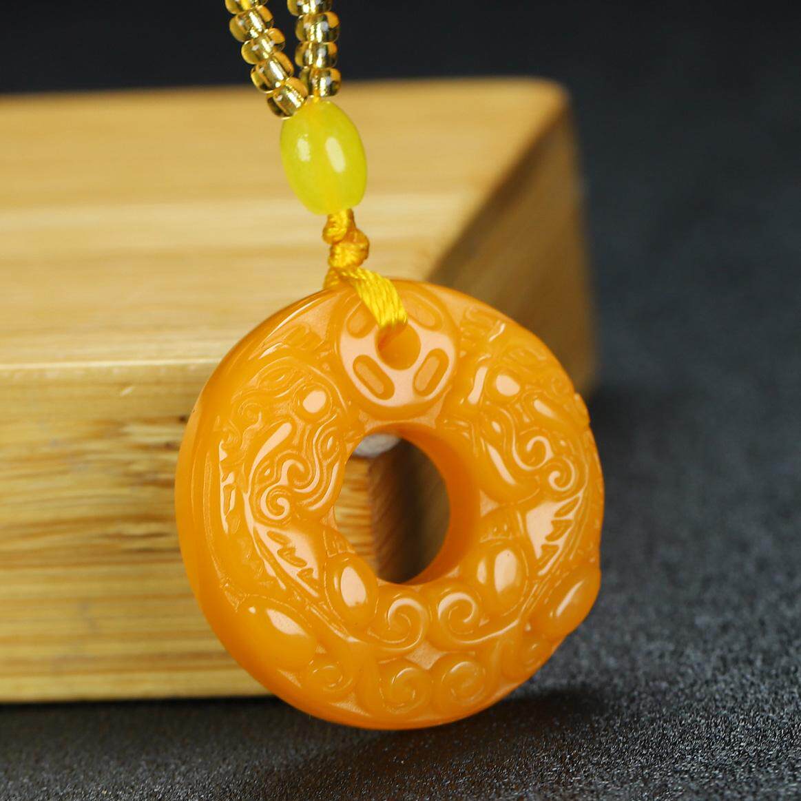 和田玉双貔貅吊坠情侣款平安扣项链黄龙玉招财皮休护身符玉石挂件