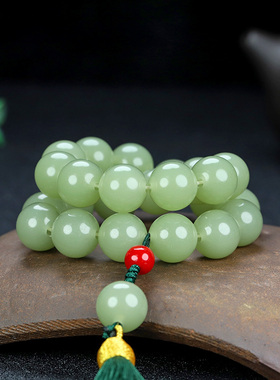 和田玉青白玉手持珠子