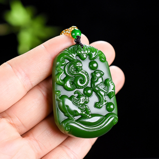 和田碧玉蛇鸡牛三合生肖吊坠巳酉丑三合一牌三会金局时来运转玉佩