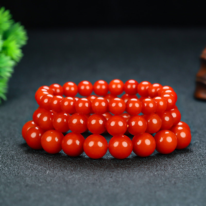 和田玉红玉手链新疆南红玛瑙圆珠手链鸡血石手链男女款新款手串