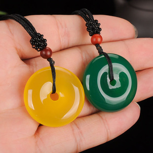 天然新疆和田玉平安扣吊坠男女款黄玉髓绿玉髓平安扣挂件项链玉坠