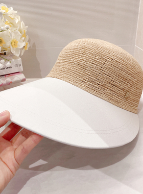 董洁同款！日系Helen拉菲草拼接UV防晒草帽鸭舌帽马术帽Blaise款