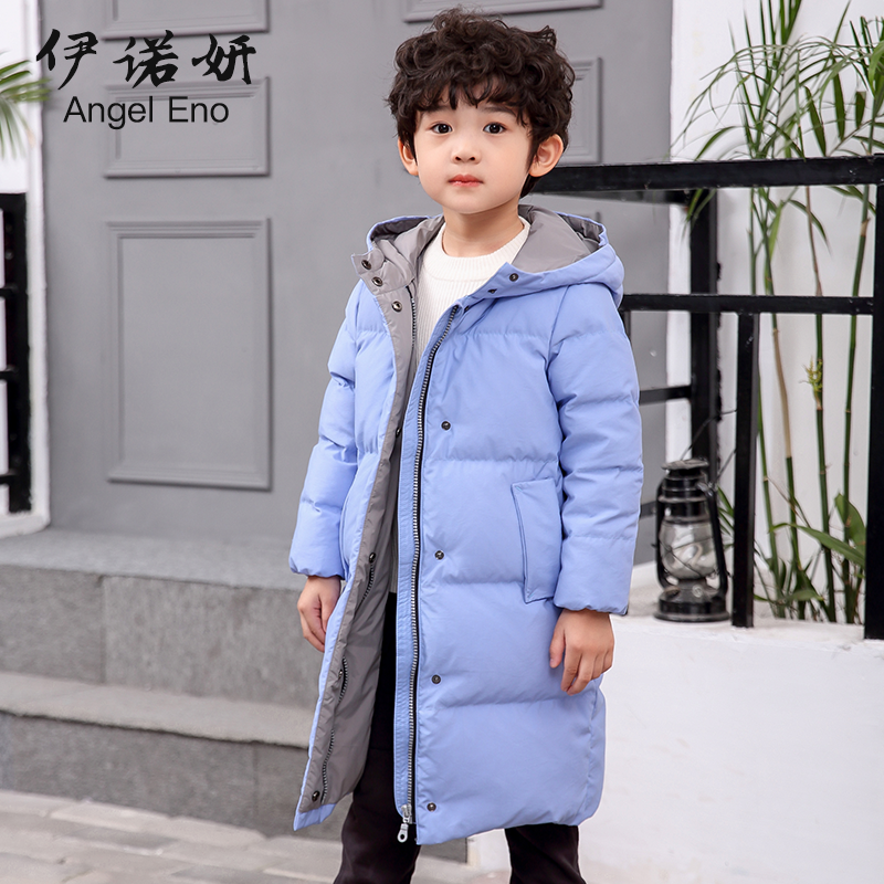 断码清仓儿童长款羽绒服过膝加长加厚中长款男童女童连帽羽绒外套