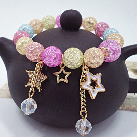 Explosive money recommend Popcorn Stone White Crystal Pastel tassels Pendant Bracelet Five-pointed star Bracelet Hand string Braceletsin the Accessories/Fashion Jewelry, Bracelets  category - from Buy2taobao.com to provide professional Taobao agent buy service