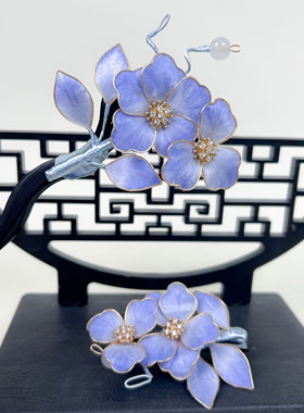非遗绒花新中式古风发梳温婉气质日常简约旗袍搭配汉服发饰端庄